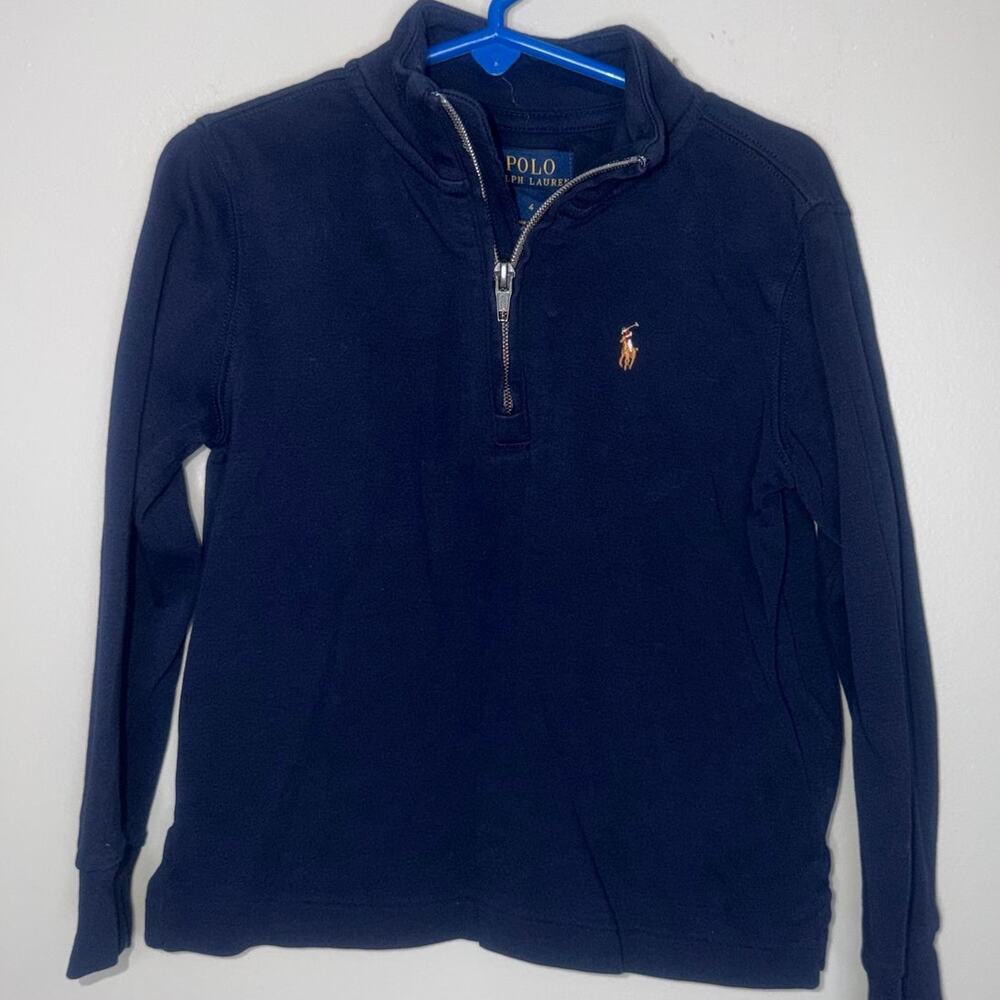 Polo Ralph Lauren Quarter Zip Pullover Kids Size Small Navy Blue Cotton Pony
